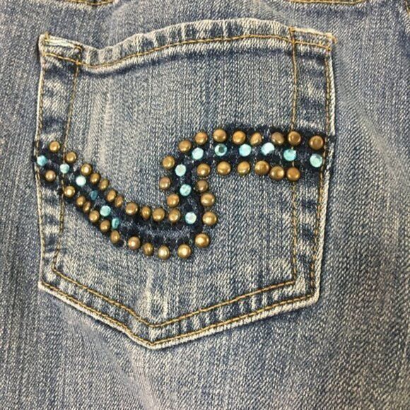 Revolt Jeans Women’s Size 9 Juniors Hand Painted Denim Flowers Measures 28x30.5 - Picture 9 of 16